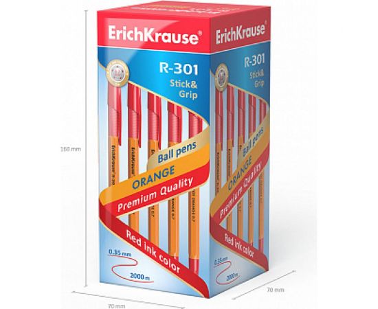 Шариковая ручка ErichKrause R-301 Orange Stick Grip 0.7, красный 43189 – изображение 5