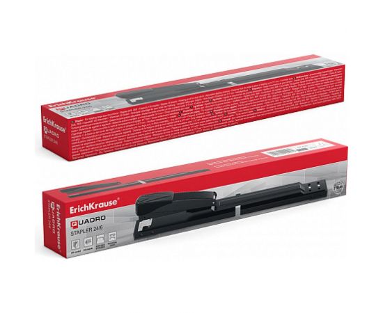 Степлер ErichKrause №24/6 Quadro брошюровочный, до 30 листов, черный 4547 – изображение 5