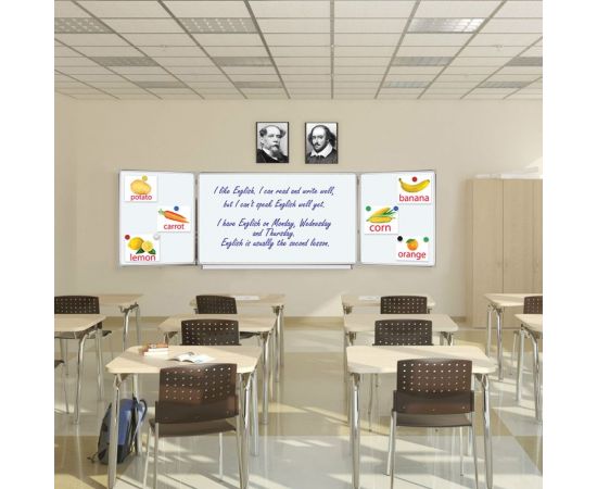 Магнитно-маркерная доска, 100x150/300 см, 3-х элементная, 5 рабочих поверхностей, белая, BRAUBERG 231708 – изображение 8