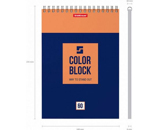 Блокнот ErichKrause Color Block на спирали, А5, 60 листов, клетка 49684 – изображение 8