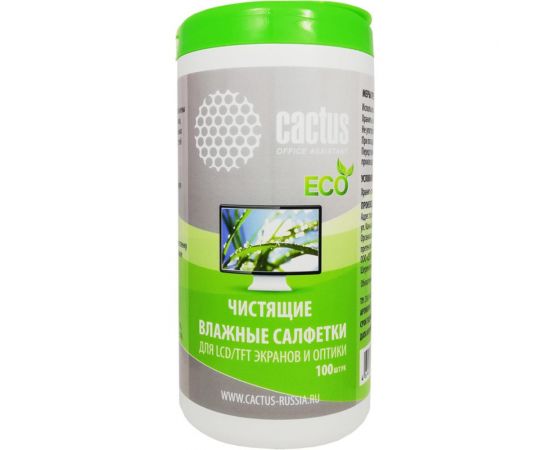 Влажные салфетки для экранов и оптики Cactus туба 100 шт. CS-T1001E 289994 