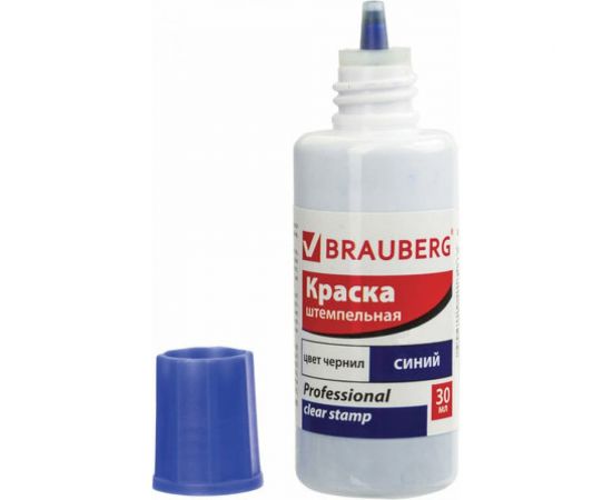 Штемпельная краска BRAUBERG Professional clear stamp, синяя, 30 мл, на водной основе 227981 