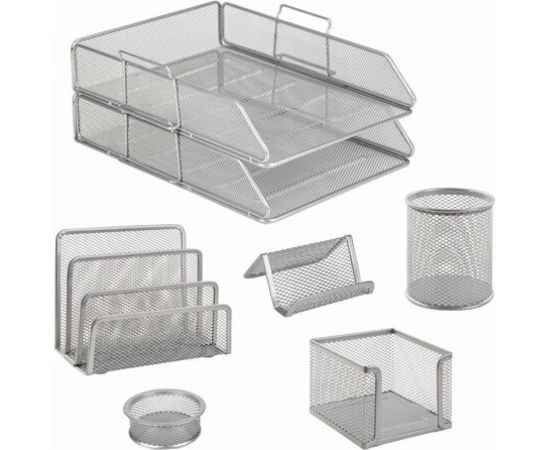 Настольный набор BRAUBERG Germanium из металла, 7 предметов, серебристый 231963 