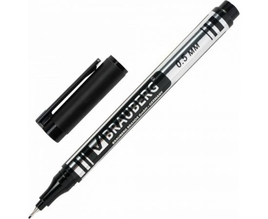 Перманентный нестираемый маркер BRAUBERG Jet черный 0.5 мм, 12 шт в упаковке 150507 