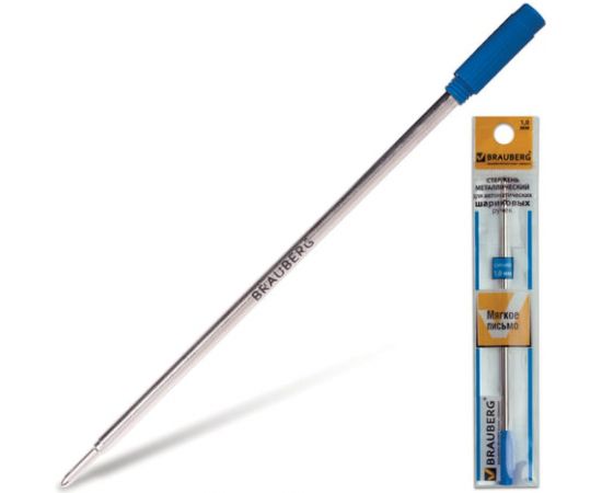 Стержень 20 шт в упаковке BRAUBERG шариковый металлический 116мм тип CROSS 1мм упаковка с подвесом синий 170201 