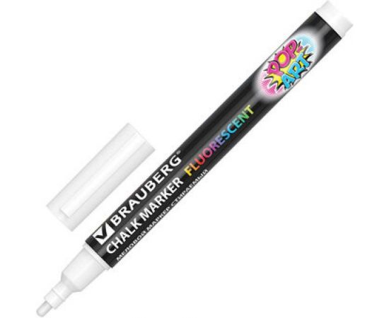 Маркер 10 шт в упаковке BRAUBERG меловой "POP-ART" сухостираемый для гладких поверхностей 35мм БЕЛЫЙ 151519 