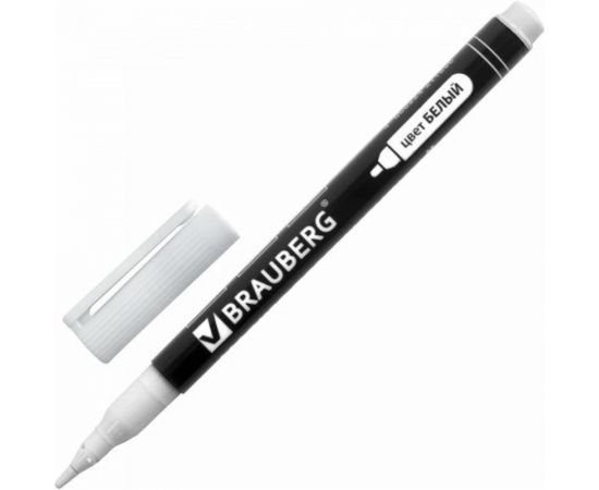 Маркер 12 шт в упаковке BRAUBERG перманентный "W2" БЕЛЫЙ круглый наконечник 2 мм 151505 