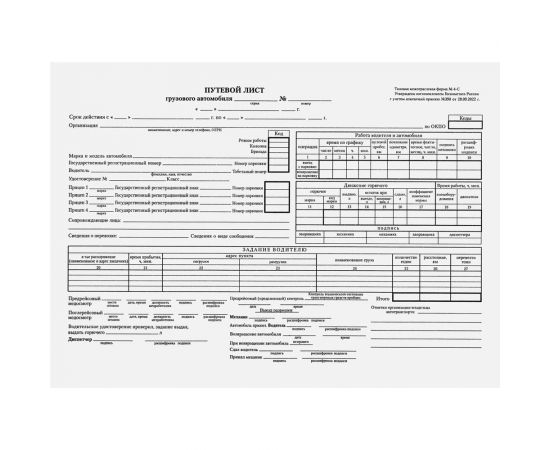 Бланк бух. 10 шт в упаковке BRAUBERG офсет Путевой лист груз. автом. б/талона А4 (198х275мм) СПАЙКА 100шт 130132 