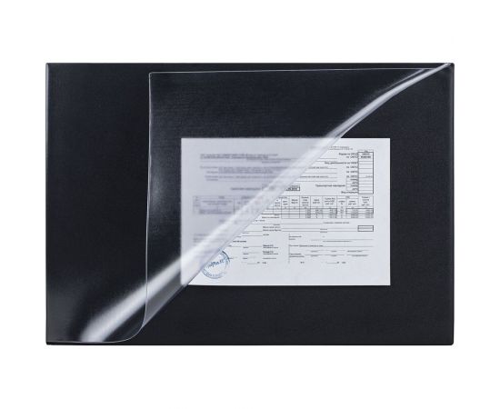 Настольный коврик-подкладка для письма BRAUBERG 590х380 мм, с прозрачным карманом, черный 236774 