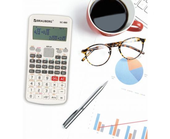 Двухстрочный инженерный калькулятор BRAUBERG SC-880-N 417 функций, 10+2 разрядов, батарея, белый 250526 – изображение 11