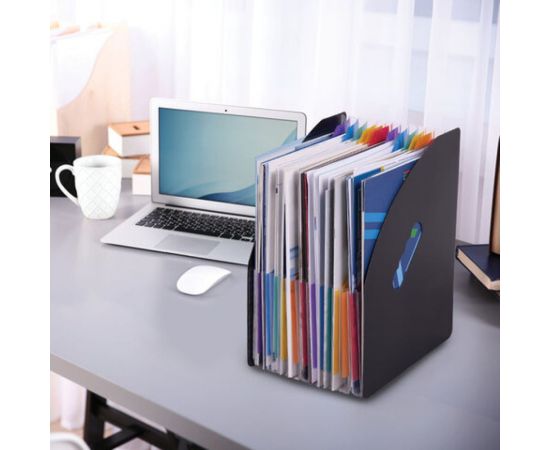 Вертикальный лоток-органайзер для бумаг и документов BRAUBERG Docs 13 отделений, А4 черный 271153 – изображение 14