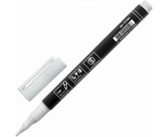 Маркер 12 шт в упаковке BRAUBERG перманентный "W2" БЕЛЫЙ круглый наконечник 2 мм 151505 – изображение 2