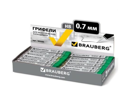 Грифели запасные BRAUBERG КОМПЛЕКТ 36 шт Hi-Polymer HB 0.7 мм 180446 – изображение 2