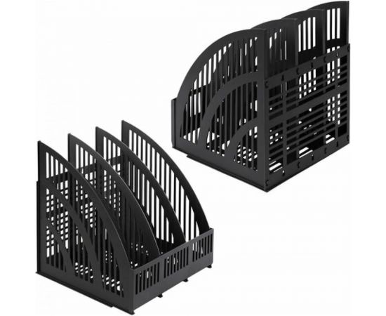 Вертикальный лоток для бумаг BRAUBERG Energy 250 мм 3 отделения сетчатый сборный черный 237017 – изображение 2