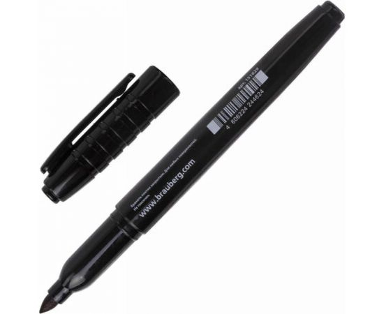 Маркер 12 шт в упаковке BRAUBERG перманентный нестираемый ЧЕРНЫЙ круглый наконечник 15-3мм 151629 – изображение 2