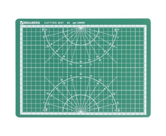 Мат для резки BRAUBERG трехслойный, А4 300х220 мм, двусторонний, толщина 3 мм, зеленый 236905 – изображение 2