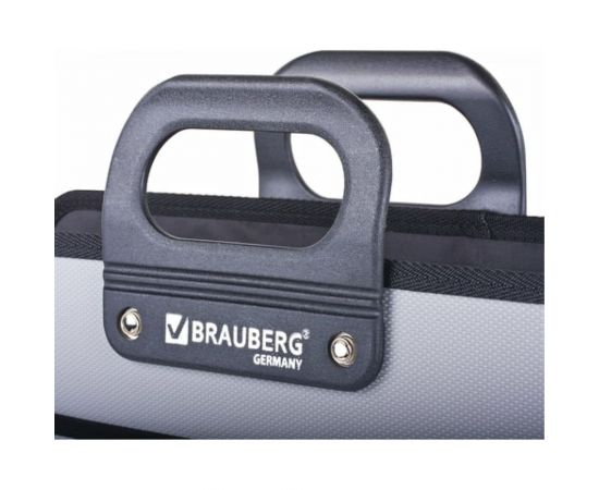 Пластиковая папка-портфель BRAUBERG ПРЕМЬЕР А4, 3 отделения, фактура бисер, серый 223083 – изображение 2