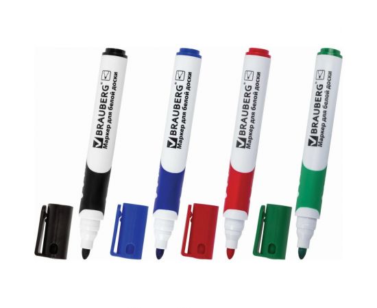 Набор маркеров для доски BRAUBERG SOFT 4 шт., резиновая вставка, 5 мм 151252 – изображение 2