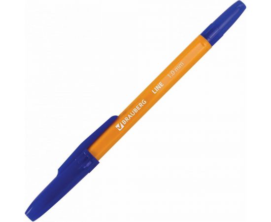 Ручка 50 шт в упаковке BRAUBERG шариковая ORANGE Line СИНЯЯ корпус оранжевый узел 1мм линия письма 05мм 143331 – изображение 2