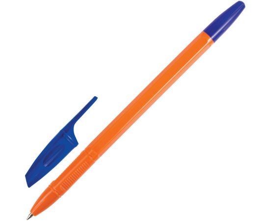 Ручка 50 шт в упаковке BRAUBERG шариковая X-333 Orange СИНЯЯ корпус оранжевый узел 07мм линия 035мм 142409 – изображение 2