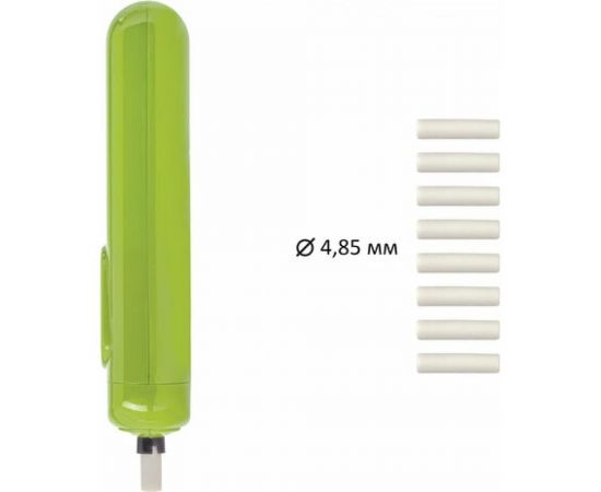 Электрический ластик BRAUBERG JET, питание от 2 батареек ААА, 8 сменных ластиков, салатовый 229615 – изображение 3