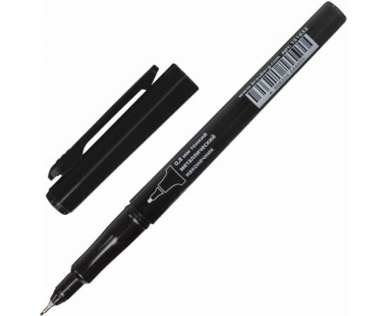Маркер 12 шт в упаковке BRAUBERG перманентный "Super Slim" ЧЕРНЫЙ тонкий металлический наконечник 08 мм 151632 – изображение 3