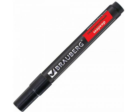 Маркер 12 шт в упаковке BRAUBERG перманентный нестираемый "Contract" ЧЕРНЫЙскош.наконечник 1-5ммбез клипа 150469 – изображение 3