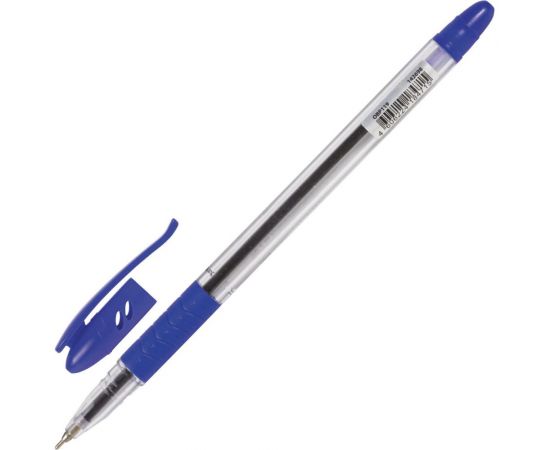 Ручка 12 шт в упаковке BRAUBERG шариковая масляная с грипом Glassy СИНЯЯ корпус прозрач.07ммлиния 035мм 142698 – изображение 3