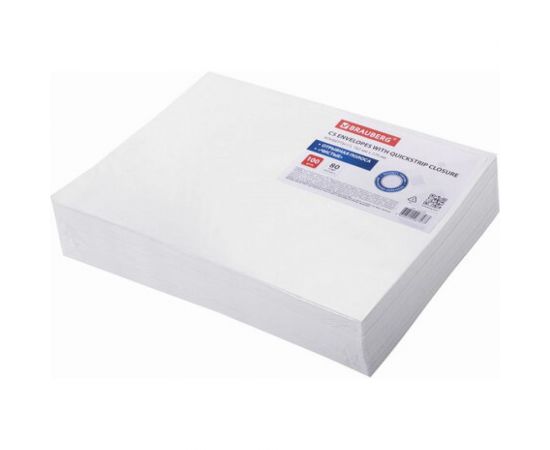 Конверты BRAUBERG С5 162х229 мм, отрывная лента, 80г/м2 комплект, 100 шт, внутренняя запечатка 112187 – изображение 3