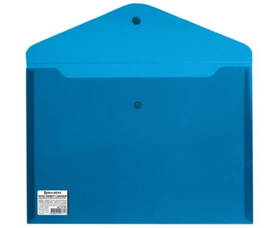 Папка-конверт 10 шт в упаковке BRAUBERG с кнопкой А4 до 100 л непрозрачная синяя СВЕРХПРОЧНАЯ 02 мм 221362 – изображение 3