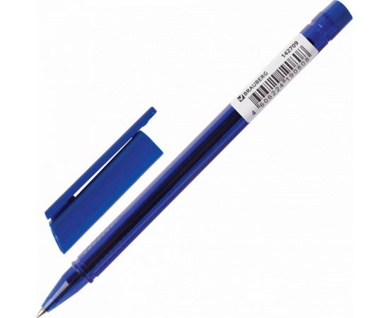 Ручка 12 шт в упаковке BRAUBERG шариковая масляная Marine СИНЯЯ корпус тониров. синий 07мм линия 03мм 142709 – изображение 3