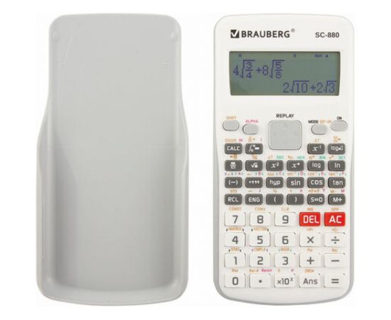 Двухстрочный инженерный калькулятор BRAUBERG SC-880-N 417 функций, 10+2 разрядов, батарея, белый 250526 – изображение 3