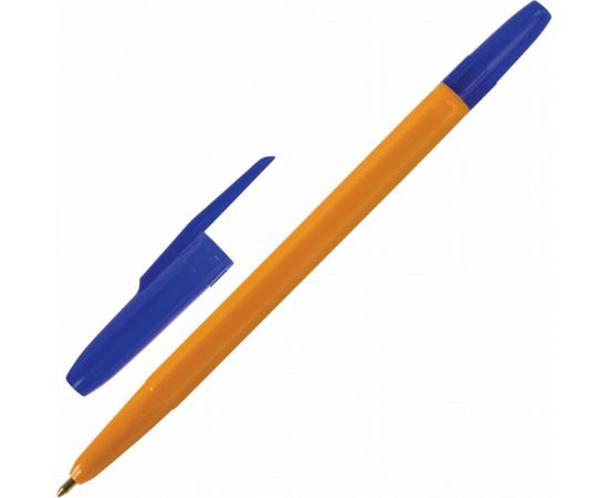 Ручка 50 шт в упаковке BRAUBERG шариковая ORANGE Line СИНЯЯ корпус оранжевый узел 1мм линия письма 05мм 143331 – изображение 3