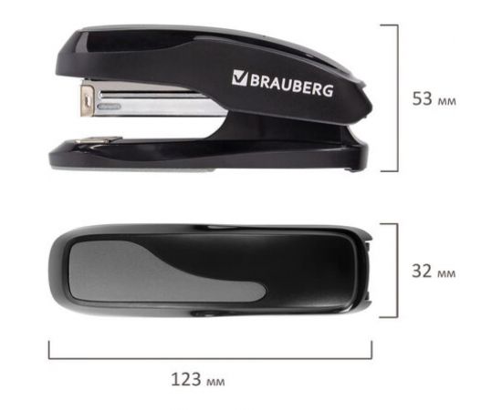 Степлер BRAUBERG Super №24/6 26/6, до 30 листов, черно-серый 229086 – изображение 3