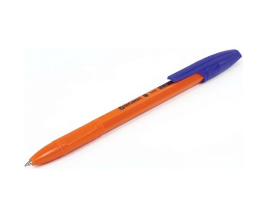 Ручка 50 шт в упаковке BRAUBERG шариковая X-333 Orange СИНЯЯ корпус оранжевый узел 07мм линия 035мм 142409 – изображение 3