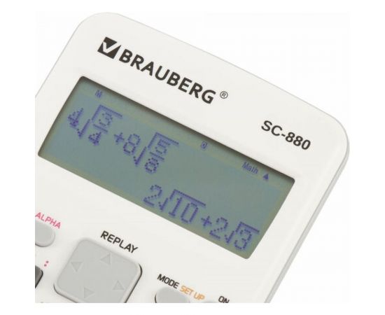 Двухстрочный инженерный калькулятор BRAUBERG SC-880-N 417 функций, 10+2 разрядов, батарея, белый 250526 – изображение 4