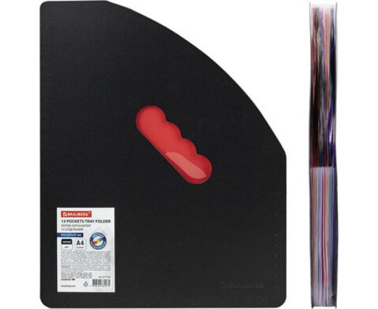 Вертикальный лоток-органайзер для бумаг и документов BRAUBERG Docs 13 отделений, А4 черный 271153 – изображение 4