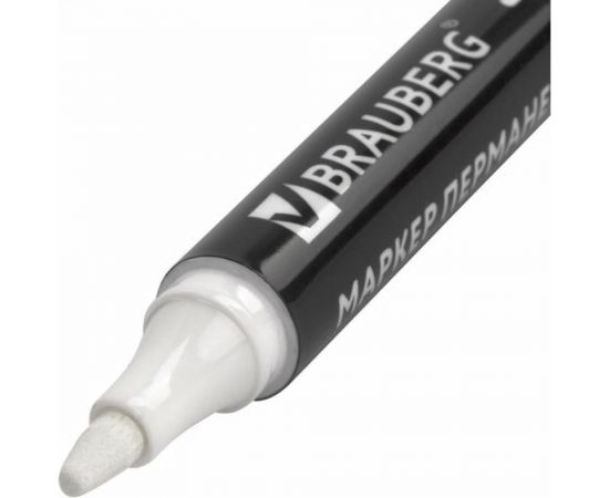 Перманентный маркер BRAUBERG W5 белый, круглый наконечник, 5 мм 151506 – изображение 4