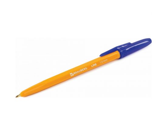 Ручка 50 шт в упаковке BRAUBERG шариковая ORANGE Line СИНЯЯ корпус оранжевый узел 1мм линия письма 05мм 143331 – изображение 4