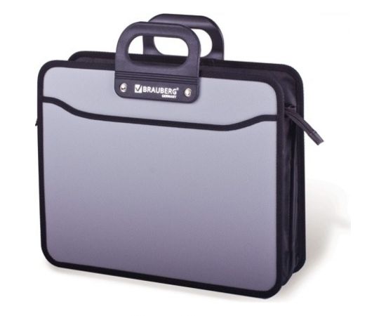 Пластиковая папка-портфель BRAUBERG ПРЕМЬЕР А4, 3 отделения, фактура бисер, серый 223083 – изображение 4