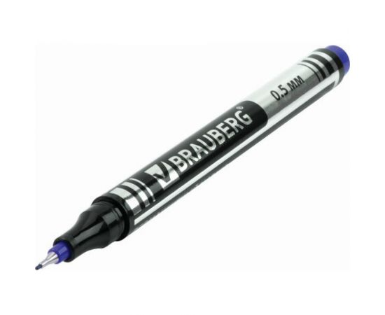 Маркер 12 шт в упаковке BRAUBERG перманентный нестираемый "Jet" СИНИЙ супертонкий метал. наконечник 05мм 150508 – изображение 4