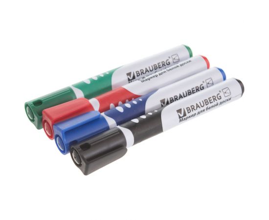 Набор маркеров для доски BRAUBERG SOFT 4 шт., резиновая вставка, 5 мм 151252 – изображение 5