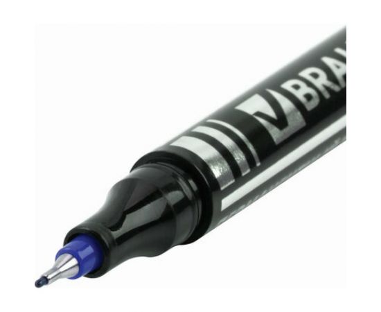 Маркер 12 шт в упаковке BRAUBERG перманентный нестираемый "Jet" СИНИЙ супертонкий метал. наконечник 05мм 150508 – изображение 5