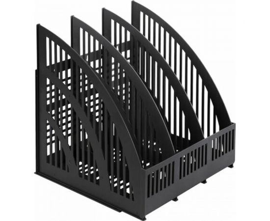 Вертикальный лоток для бумаг BRAUBERG Energy 250 мм 3 отделения сетчатый сборный черный 237017 – изображение 5