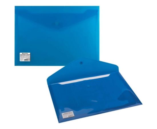 Папка-конверт 10 шт в упаковке BRAUBERG с кнопкой А4 до 100 л непрозрачная синяя СВЕРХПРОЧНАЯ 02 мм 221362 – изображение 5