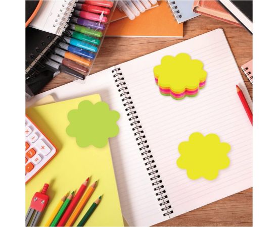 Блок самоклеящийся (стикеры) BRAUBERG фигурный, НЕОН Цветок, 250 л, 5 цветов 126691 – изображение 5