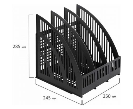 Вертикальный лоток для бумаг BRAUBERG Energy 250 мм 3 отделения сетчатый сборный черный 237017 – изображение 6