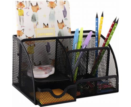 Металлическая подставка-органайзер BRAUBERG 7 секций, 125х220х140 мм, черная 237416 – изображение 6