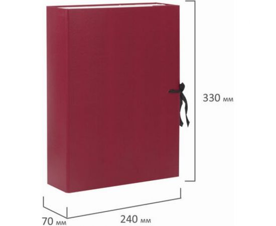 Архивный короб BRAUBERG А4, 240х330мм, 70 мм, 2 завязки, до 600 листов, бордовый 122036 – изображение 6