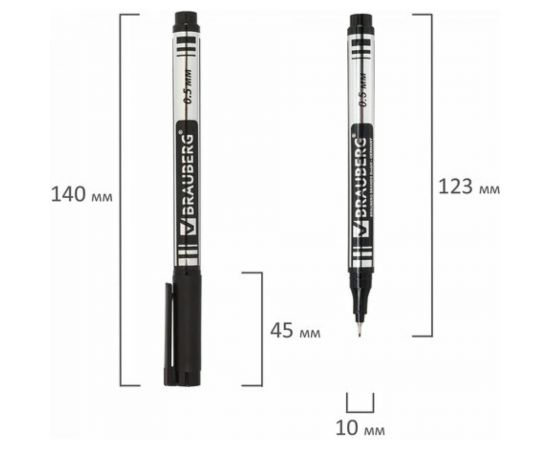 Перманентный нестираемый маркер BRAUBERG Jet черный 0.5 мм, 12 шт в упаковке 150507 – изображение 6